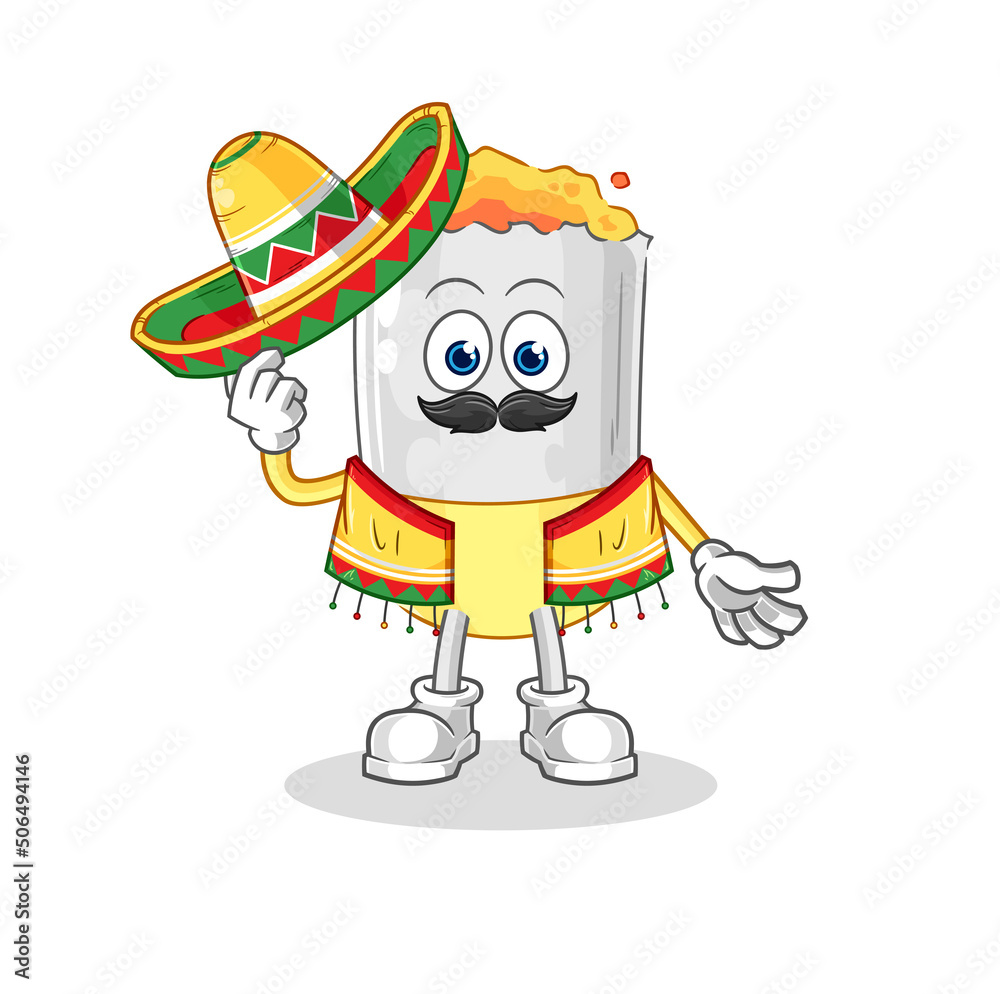 Fototapeta premium cigarette Mexican culture and flag. cartoon mascot vector
