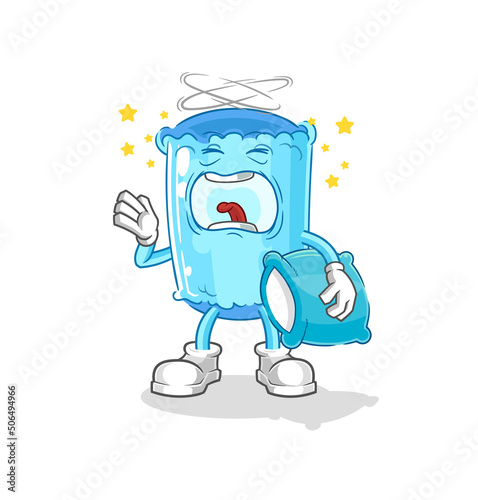 bolster pillow yawn character. cartoon mascot vector