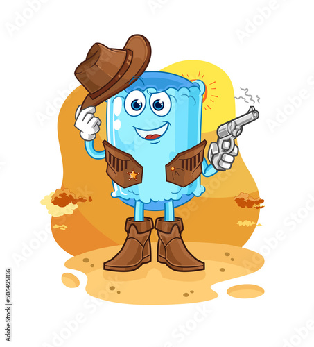 bolster pillow cowboy with gun character vector