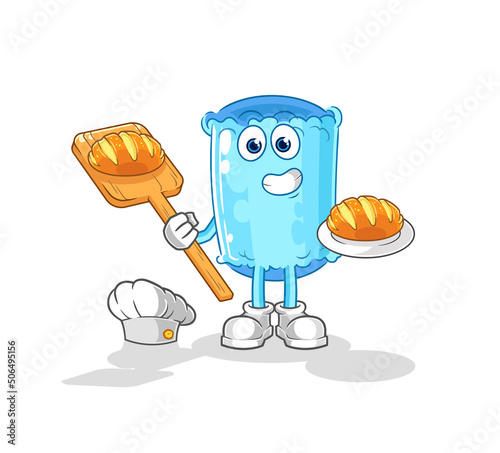 bolster pillow baker with bread. cartoon mascot vector