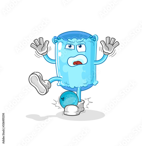 bolster pillow hiten by bowling cartoon. cartoon mascot vector