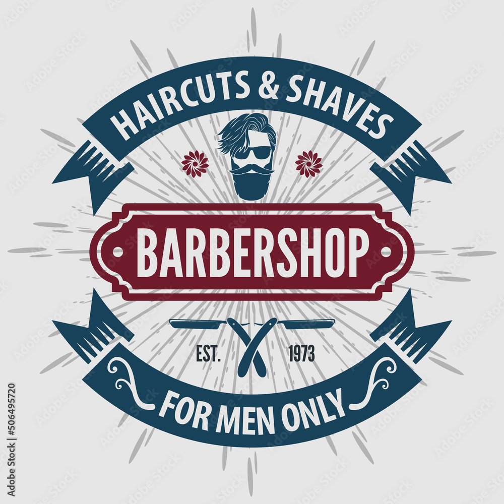 Fototapeta premium Barbershop poster, banner template with Bearded men. Vector illustration