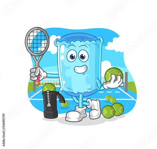 bolster pillow plays tennis illustration. character vector