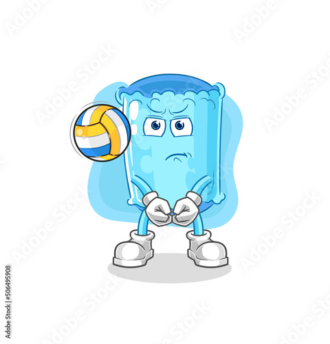 bolster pillow play volleyball mascot. cartoon vector