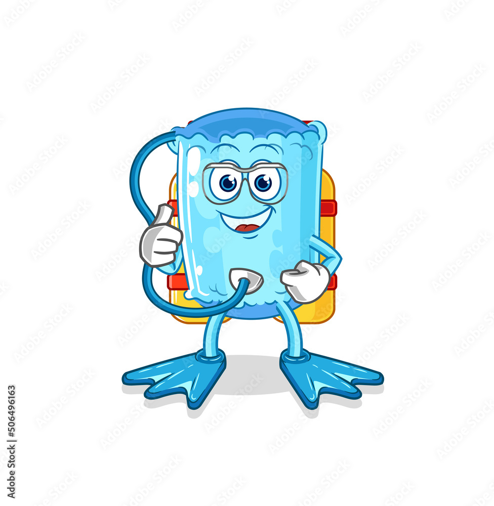 bolster pillow diver cartoon. cartoon mascot vector bolster pillow diver cartoon. cartoon mascot vector