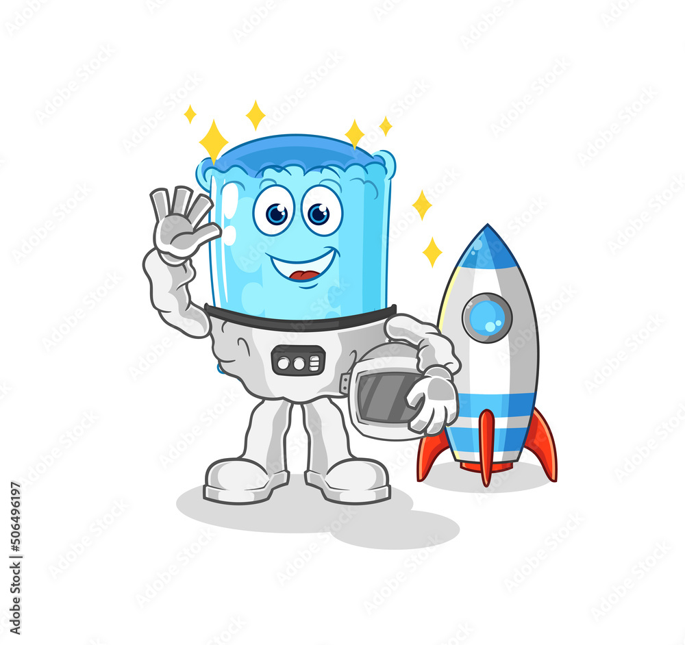 bolster pillow astronaut waving character. cartoon mascot vector