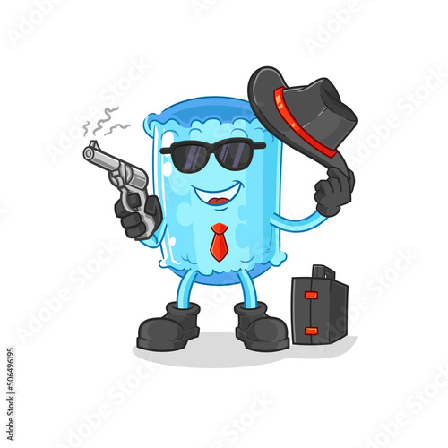 bolster pillow mafia with gun character. cartoon mascot vector