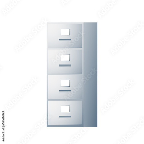 Filing cabinet with four drawer vector. Filing cabinet 3d color style.