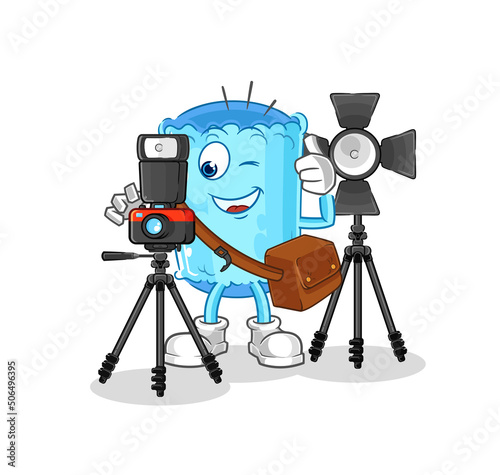 bolster pillow photographer character. cartoon mascot vector