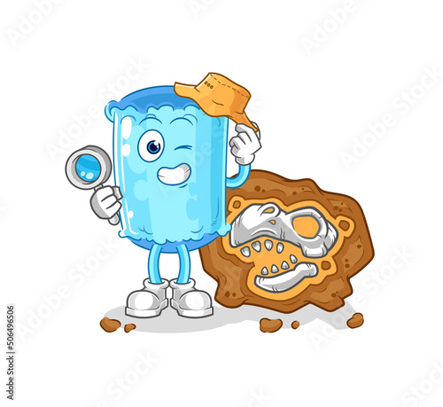 bolster pillow archaeologists with fossils mascot. cartoon vector