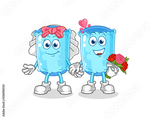 bolster pillow wedding cartoon. cartoon mascot vector