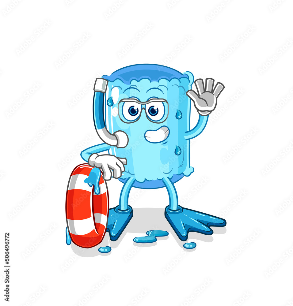 bolster pillow swimmer with buoy mascot. cartoon vector