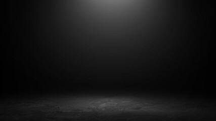Black studio room background. Black cement wall. interior texture for display products