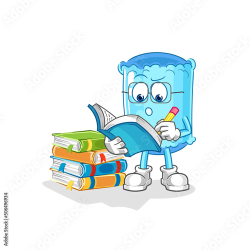 bolster pillow studying mascot. cartoon vector