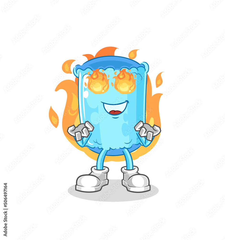 bolster pillow on fire mascot. cartoon vector
