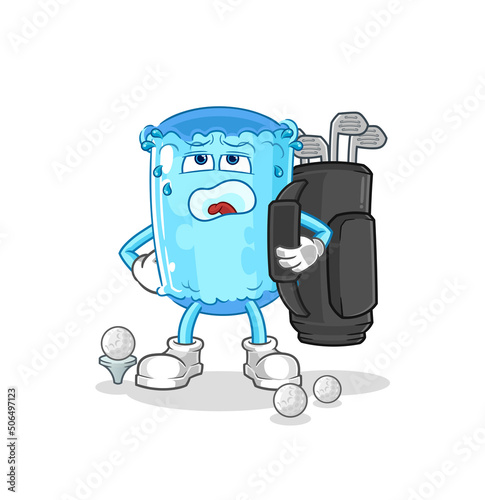 bolster pillow with golf equipment. cartoon mascot vector