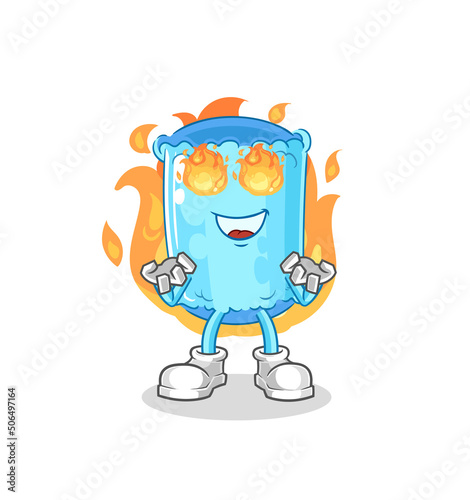bolster pillow on fire mascot. cartoon vector