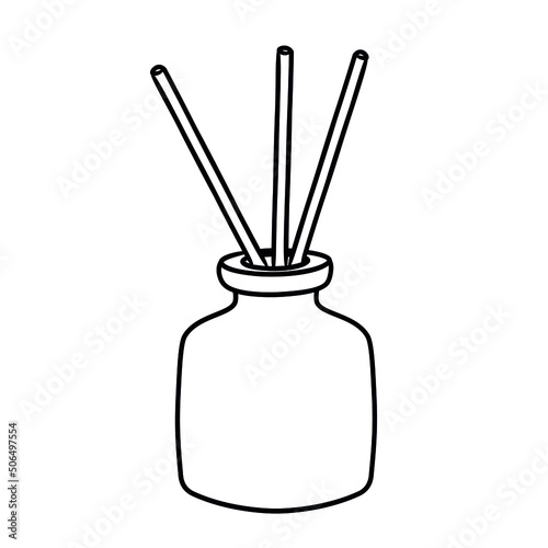 Aroma diffuser for home. Doodle sketch style. Linear simple diffuser. Isolated vector illustration.