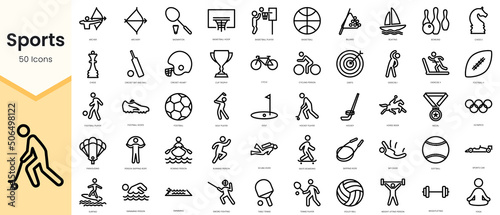 Set of Sports icons. Simple line art style icons pack. Vector illustration