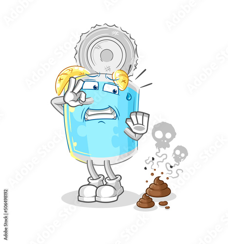 canned fish with stinky waste illustration. character vector