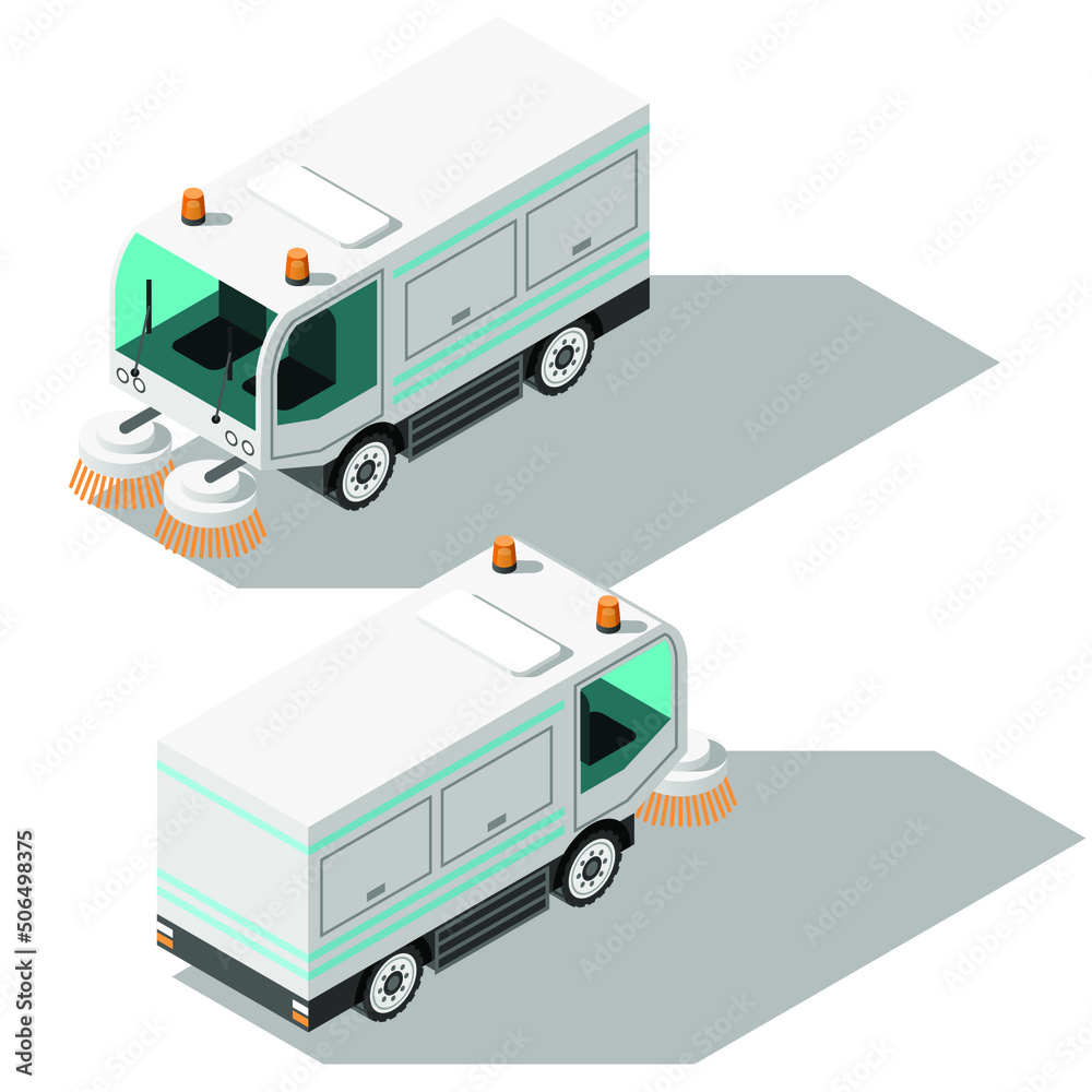 Isometric 3D Transport Car Vacuum Sweeper Vehiicle Cleanup Service Machine Urban City Element Vector Design Satyle Isometric 3D Transport Car Vacuum Sweeper Vehiicle Cleanup Service Machine Urban City Element Vector Design Satyle