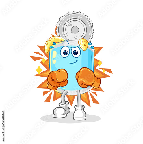 canned fish boxer character. cartoon mascot vector