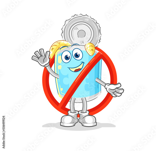 say no to canned fish mascot. cartoon vector