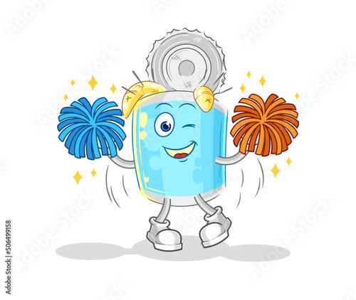 canned fish cheerleader cartoon. cartoon mascot vector