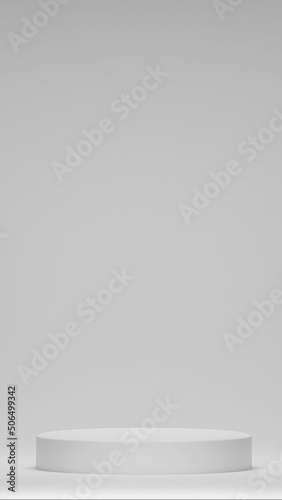 Vertical background 3d gray rendering with podiums. Minimal white stage wall, beautiful podium white background Abstract stage grey. Product scene render on a white podium.Product presentation.