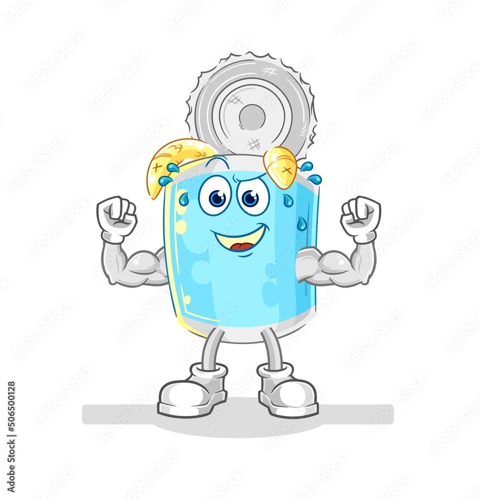 canned fish muscular cartoon. cartoon mascot vector