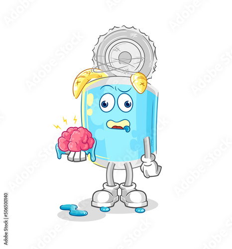 canned fish no brain vector. cartoon character