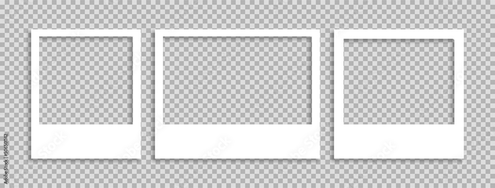 Empty white realistic photo frame. Vector illustration concept.