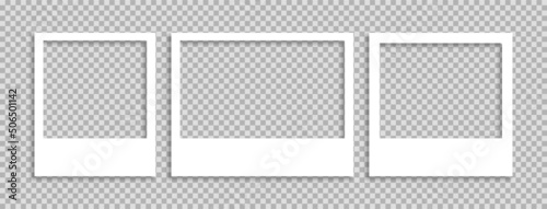 Empty white realistic photo frame. Vector illustration concept.
