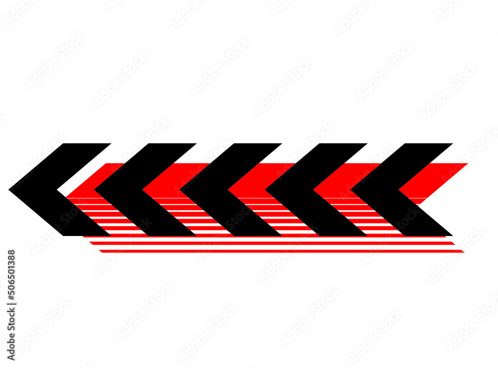 Vector abstract arrow for sports car. Striped pattern, sticker for vehicles. Trendy vector background.