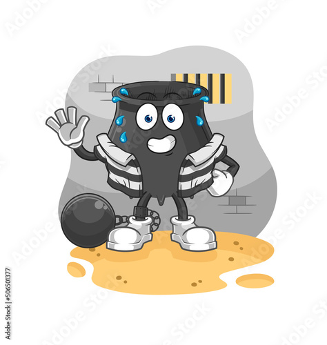 cauldron criminal in jail. cartoon character