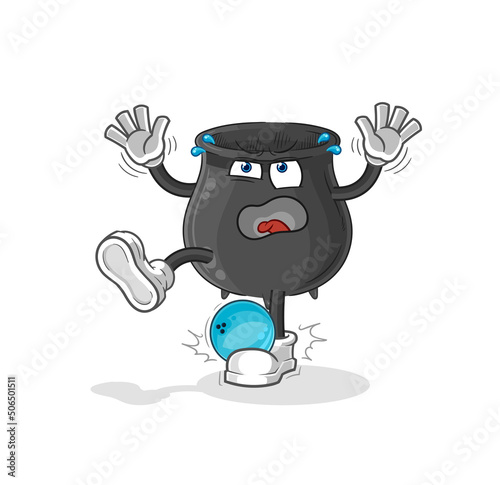 cauldron hiten by bowling cartoon. cartoon mascot vector
