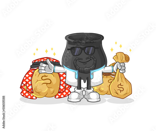 cauldron rich arabian mascot. cartoon vector