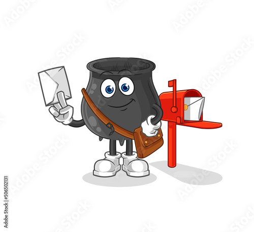 cauldron postman vector. cartoon character