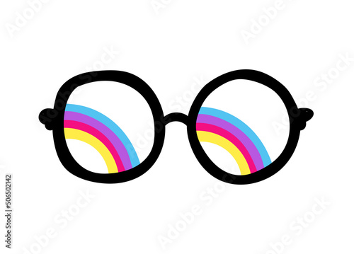 Colored doodle sunglasses in 1970 vibe style.