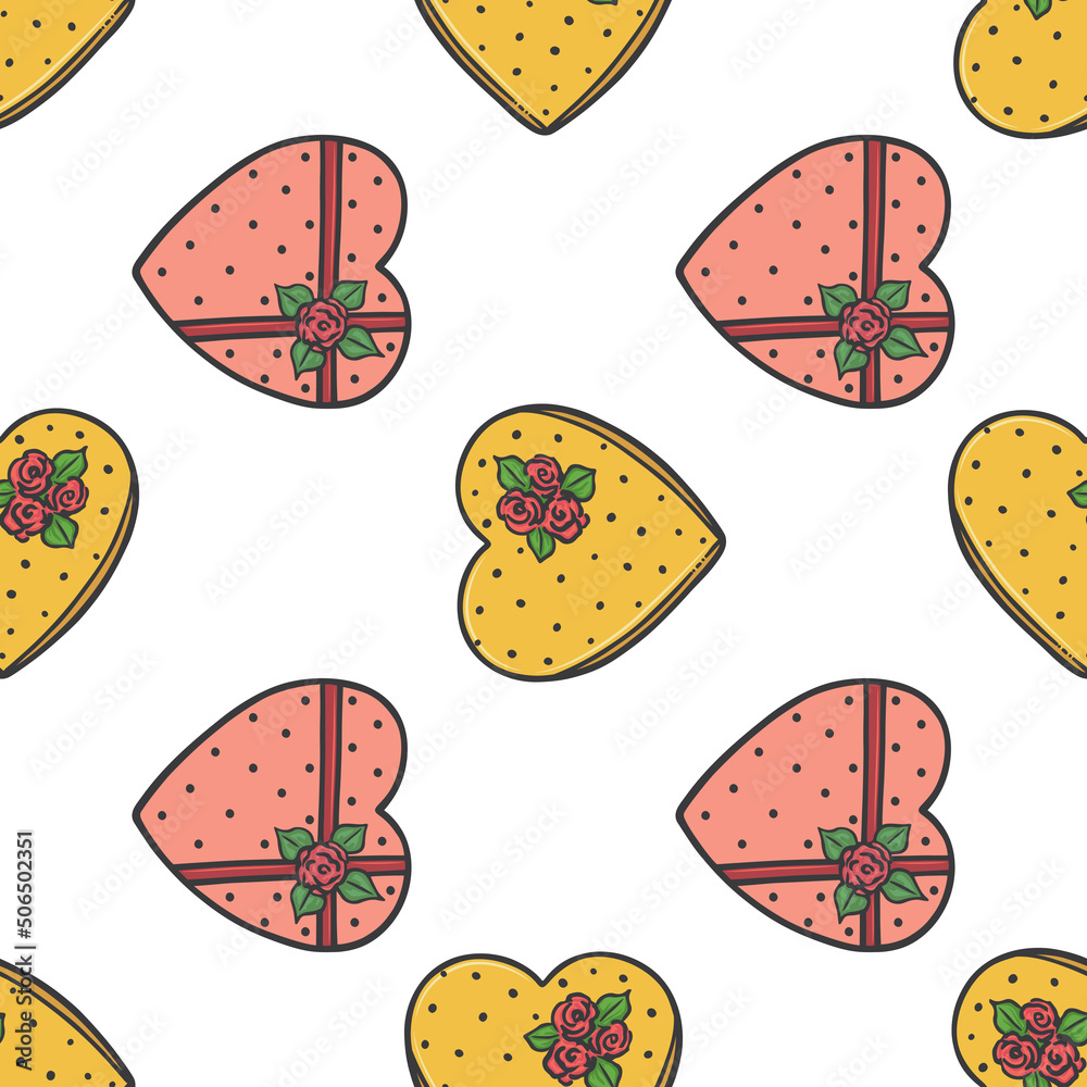 vector holiday seamless pattern with colored hearts 3