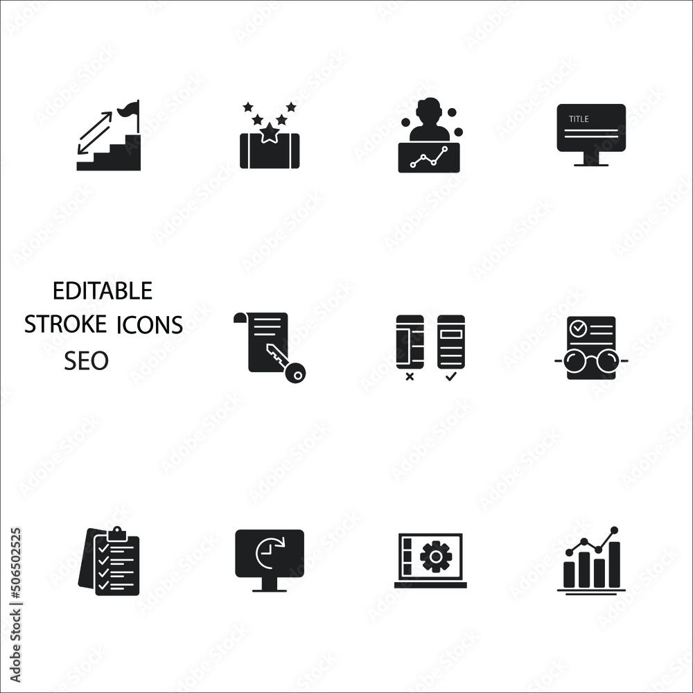 SEO icons set . SEO pack symbol vector elements for infographic web SEO icons set . SEO pack symbol vector elements for infographic web