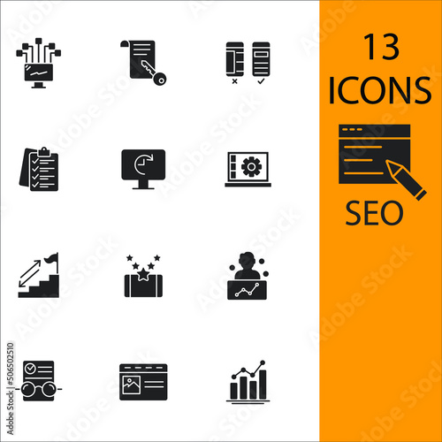 SEO icons set . SEO pack symbol vector elements for infographic web