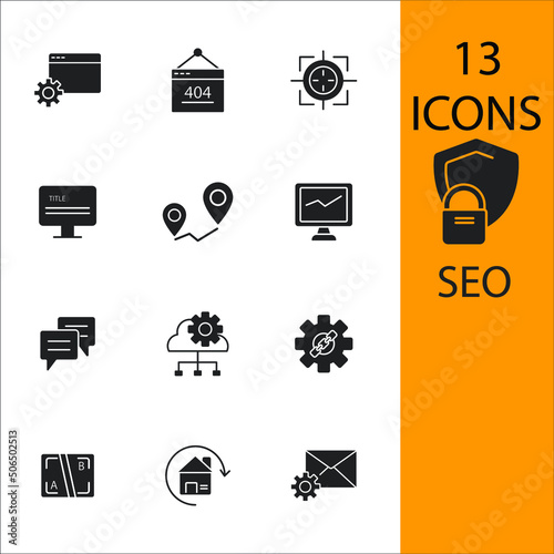 SEO icons set . SEO pack symbol vector elements for infographic web