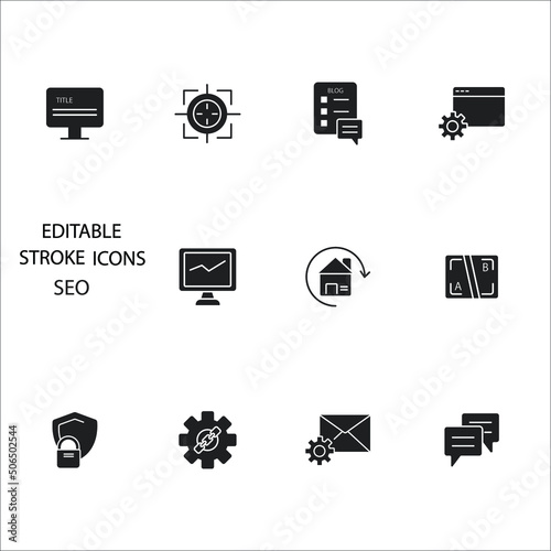 SEO icons set . SEO pack symbol vector elements for infographic web