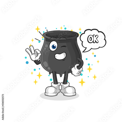 cauldron agree mascot. cartoon vector