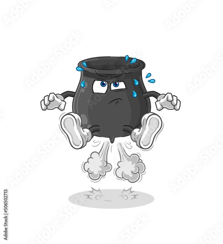 cauldron fart jumping illustration. character vector