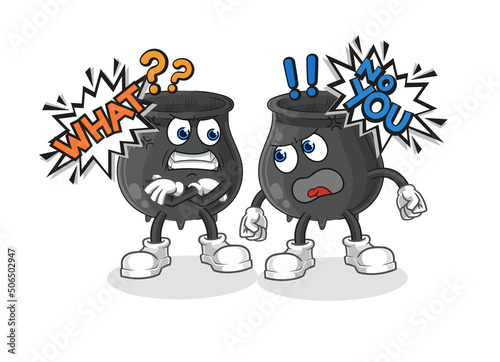 cauldron arguing each other cartoon vector