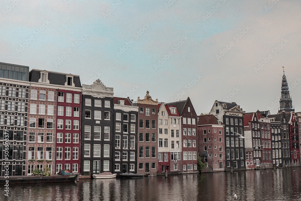 The houses and canals in Amsterdam.
