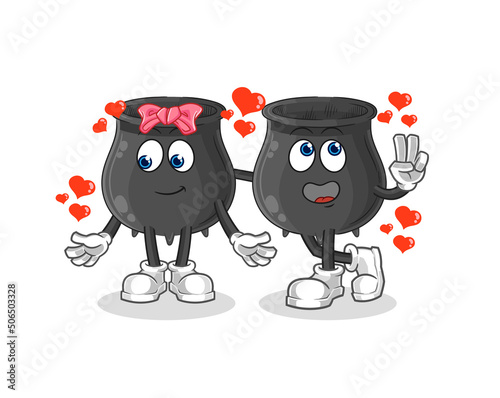 cauldron dating cartoon. character mascot vector
