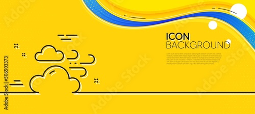 Windy weather line icon. Abstract yellow background. Clouds with wind sign. Sky symbol. Minimal windy weather line icon. Wave banner concept. Vector